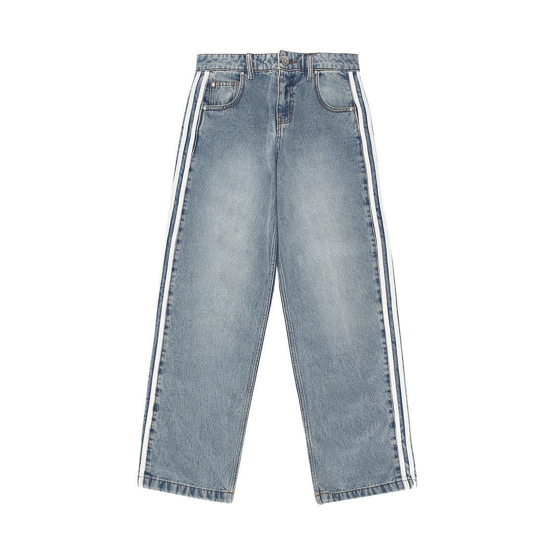 아디다스 x 아트모스 데님 파이어버드 트랙 팬츠 인디고 데님 - KR 사이즈(Adidas x Atmos Denim Firebird Track Pants Indigo Denim - KR Sizing)