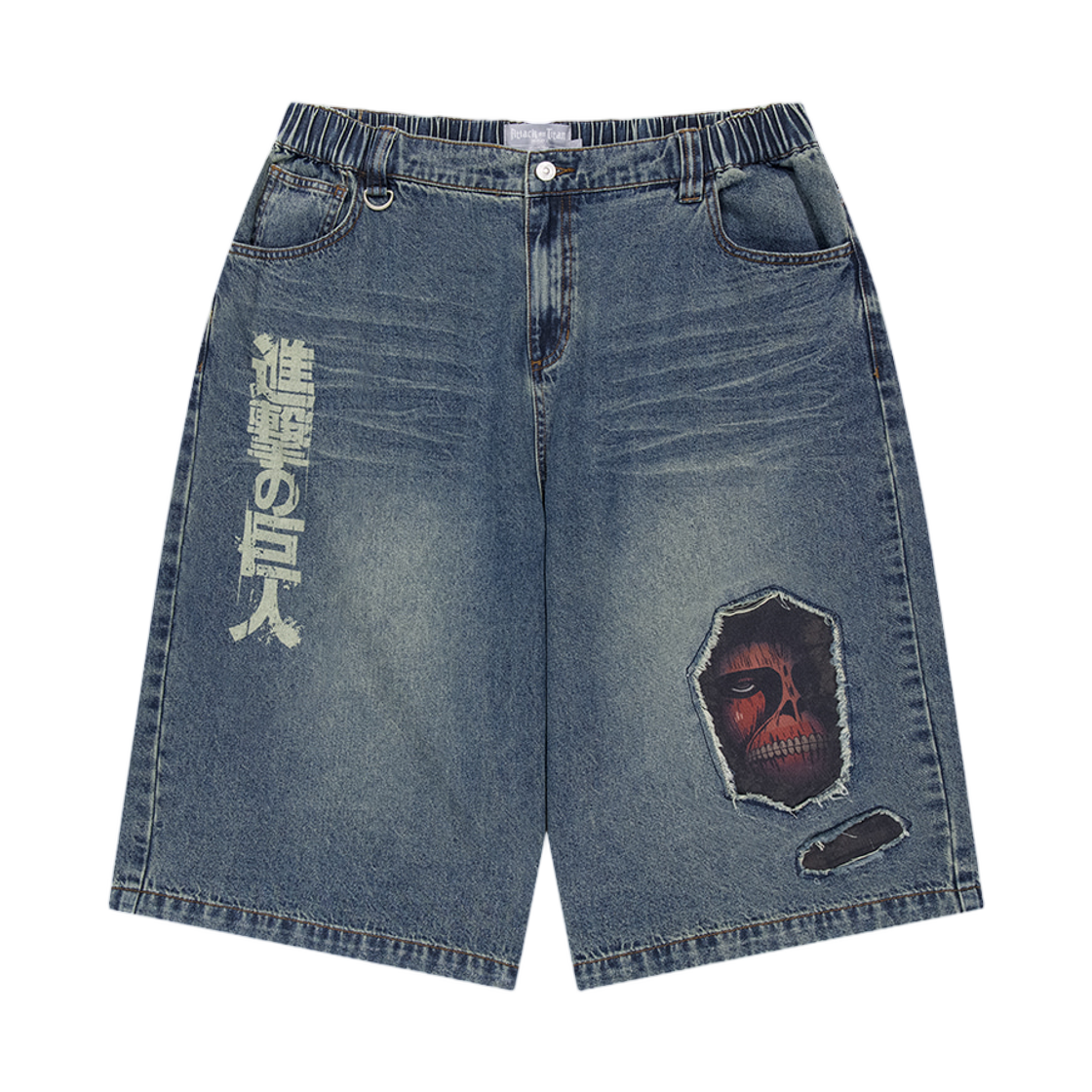 마하그리드 x 진격의 거인 타이탄 데님 쇼츠 블루(Mahagrid x Attack On Titan Titan Denim Shorts Blue)
