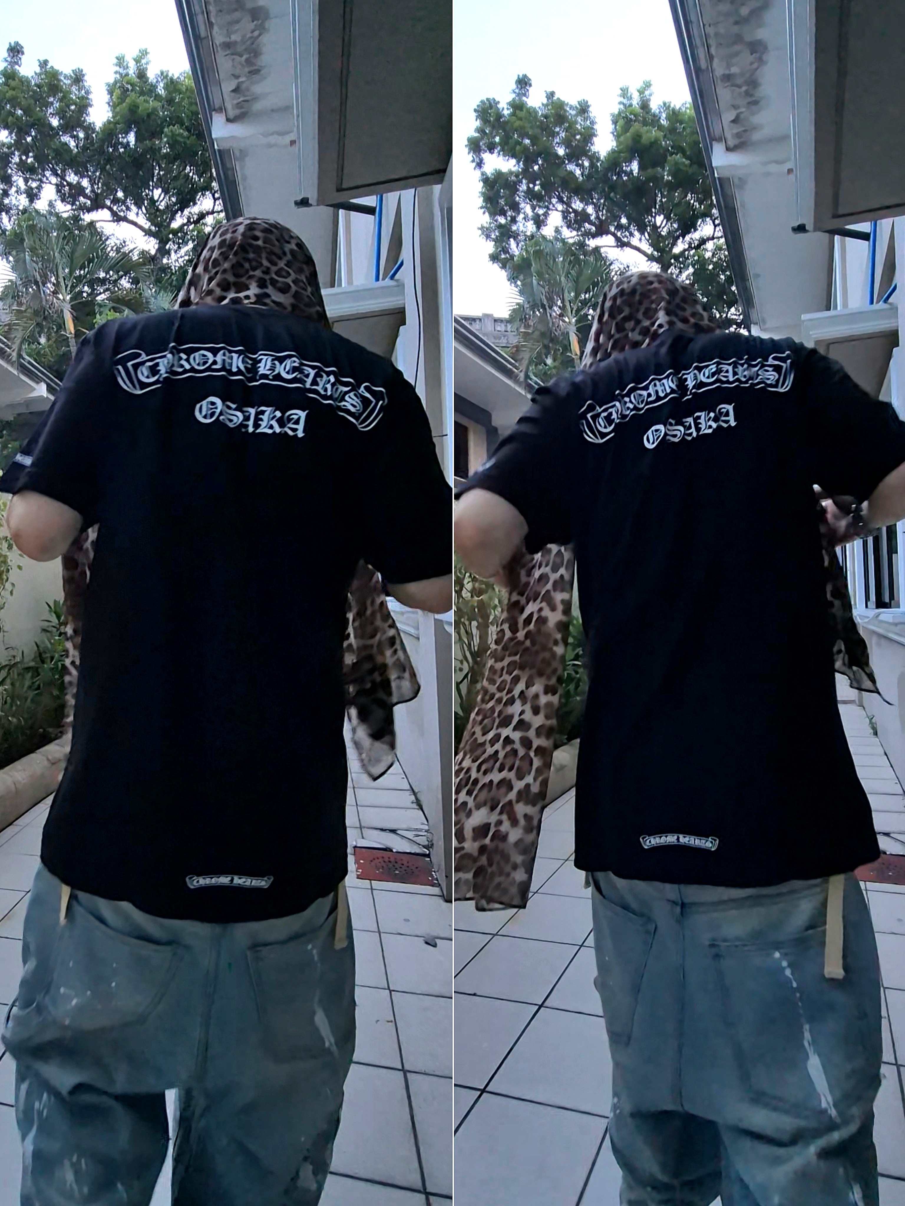 Chrome Hearts Vertical Logo T-Shirt Black 착용 스타일 - 1