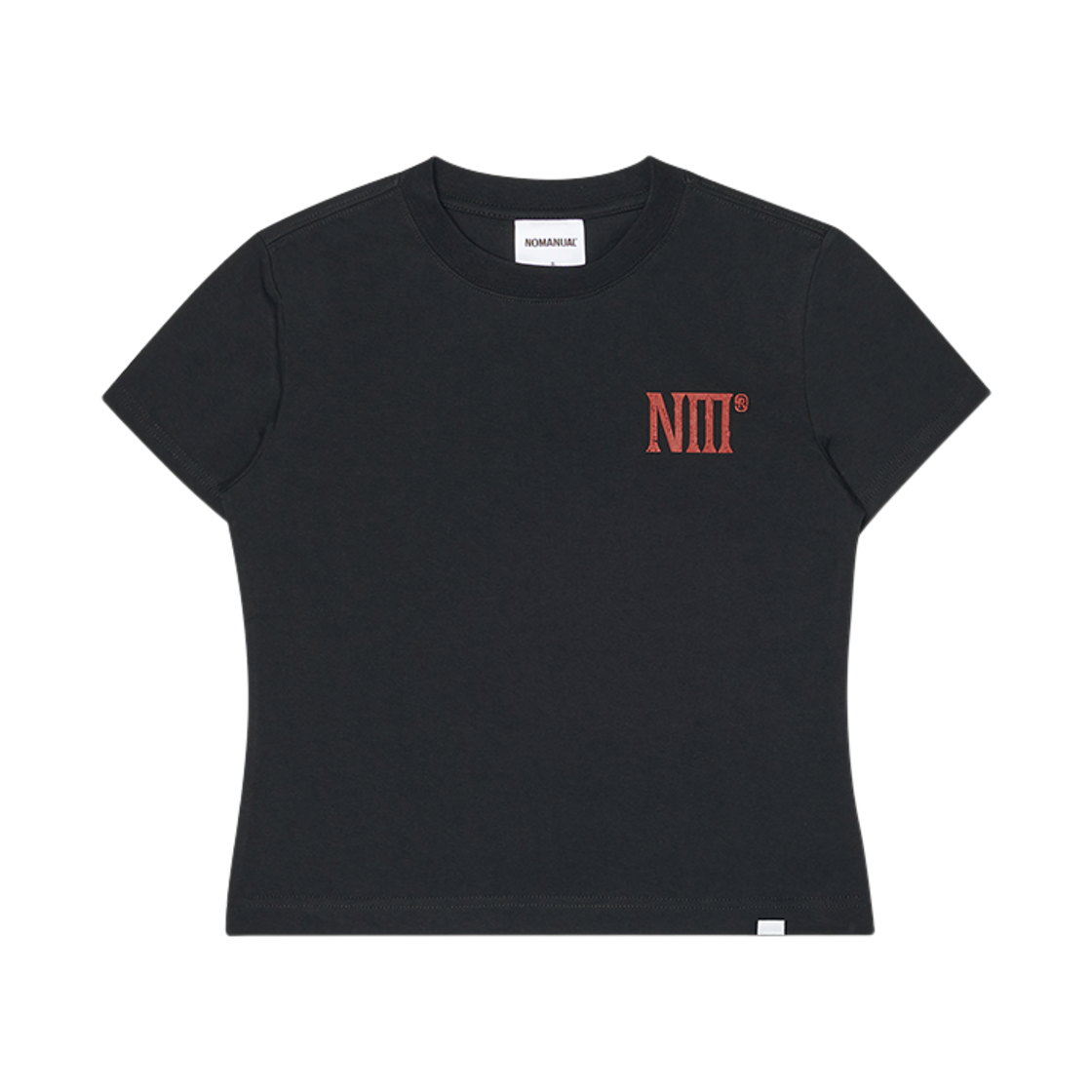 (W) 노매뉴얼 투 페이스 로고 티셔츠 블랙((W) NOMANUAL Two Face Logo T-shirt Black) - 1