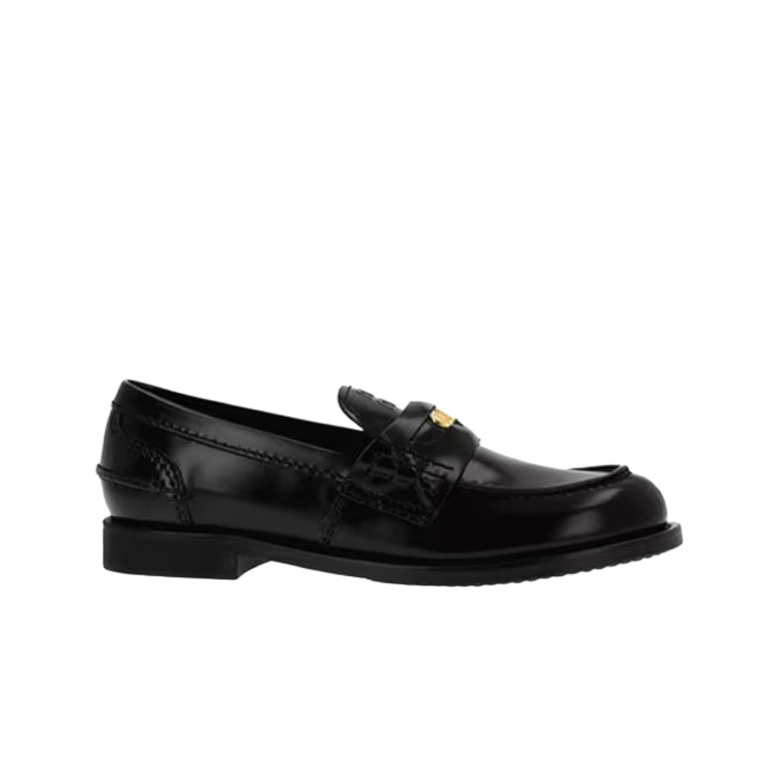 (W) 미우 미우 레더 로퍼 블랙((W) Miu Miu Leather Loafer Black) - 1