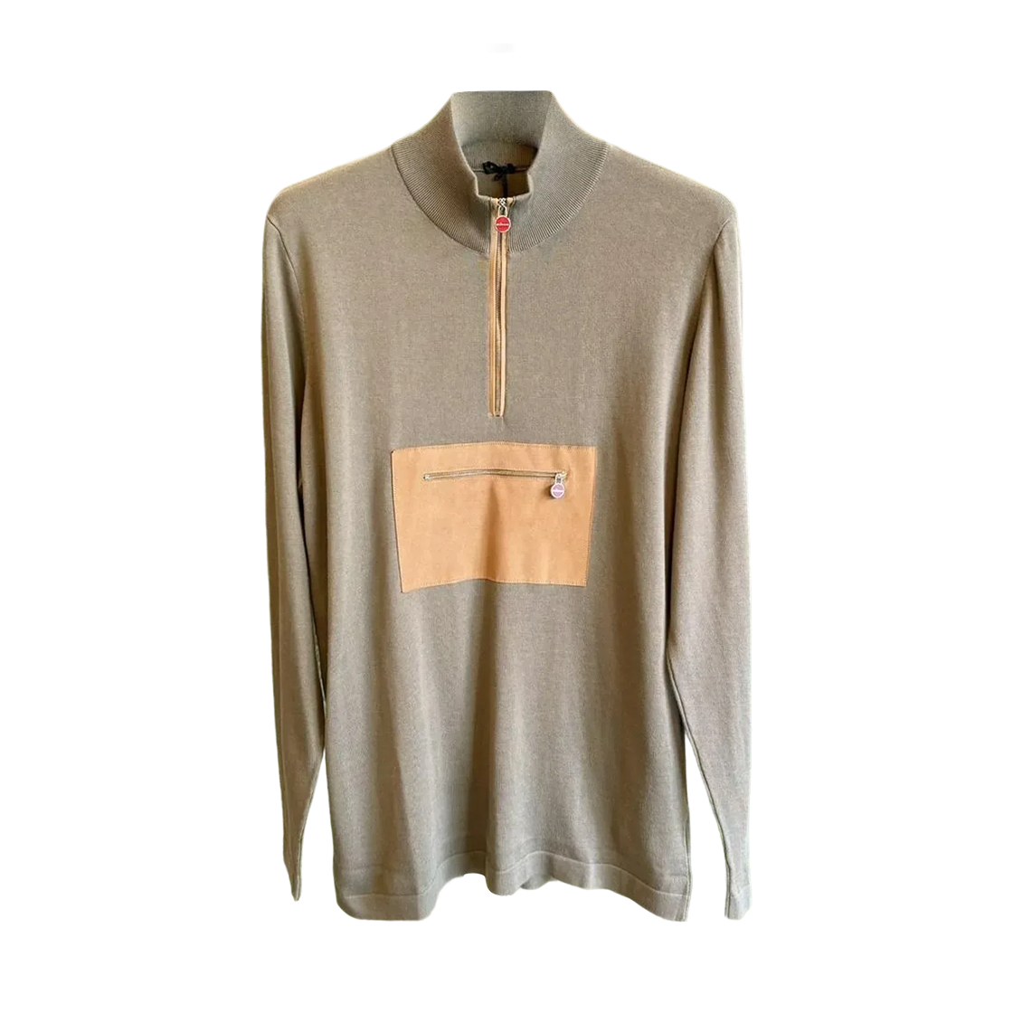 UMK0464K300 Kiton Half Zip Sweater with Pocket Detail Brown