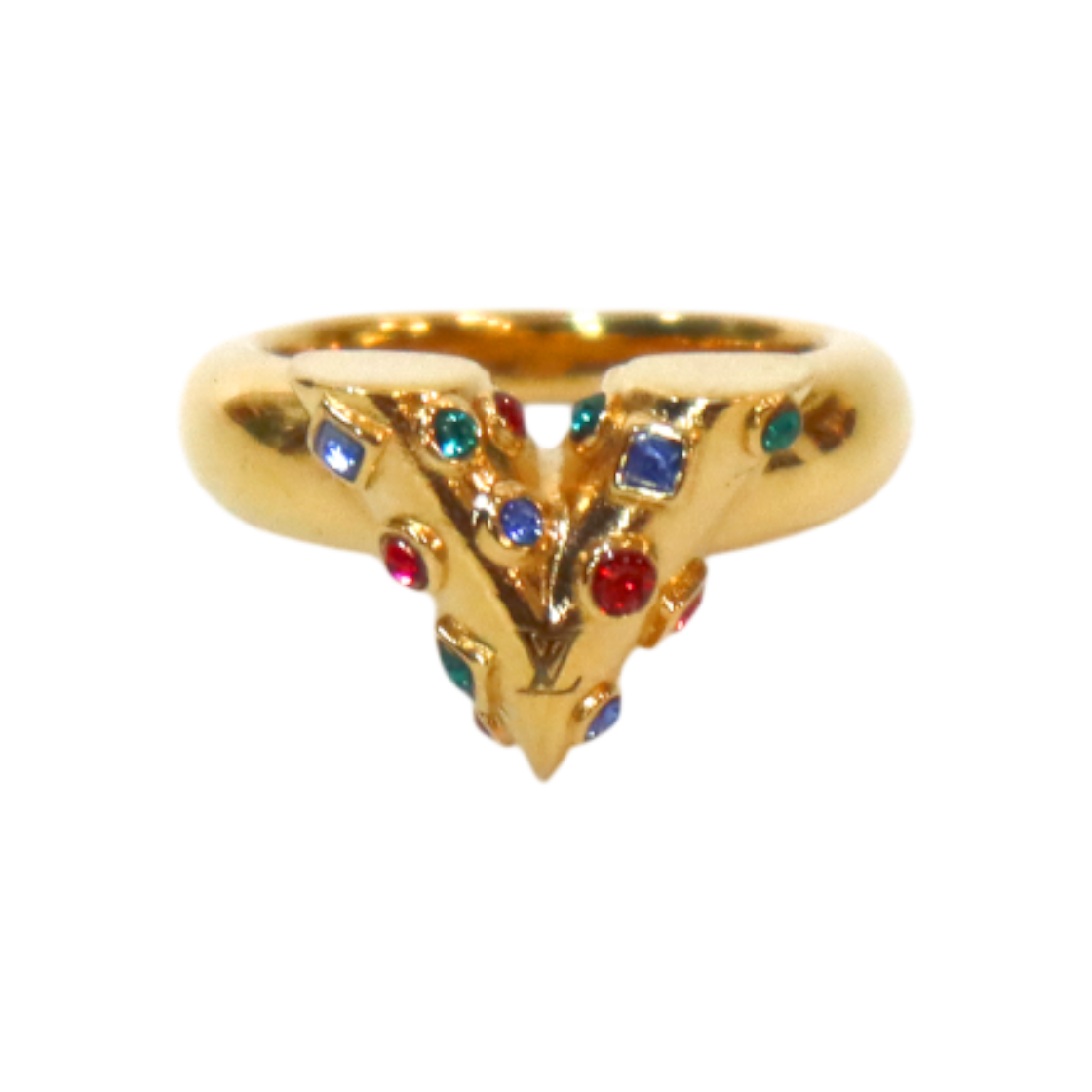 ITJHDB58LJSU Louis Vuitton Essential V Color Stone Gold Ring A-B55350