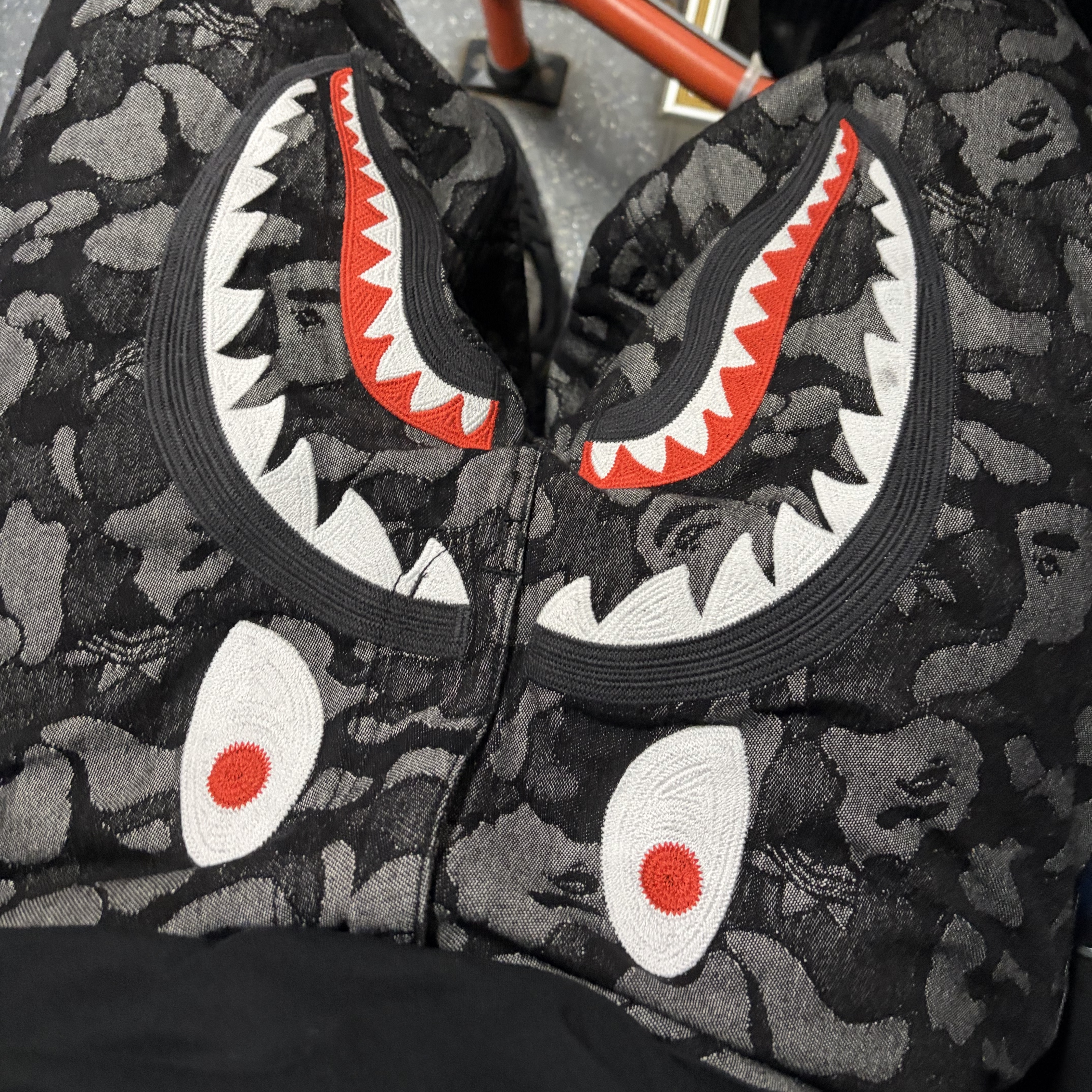 Adidas x BAPE Shark Denim Shorts Black - US Sizing 착용 스타일 - 1
