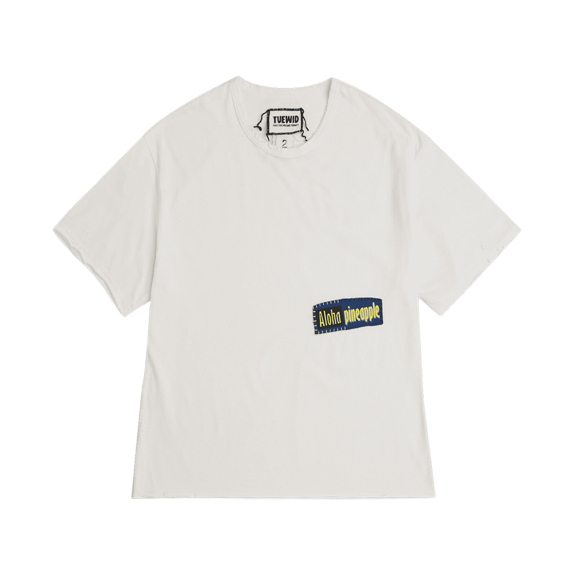 투위드 알로하 파인애플 패치워크티 화이트(Tuewid Aloha Pineapple Patchwork Tee In White)