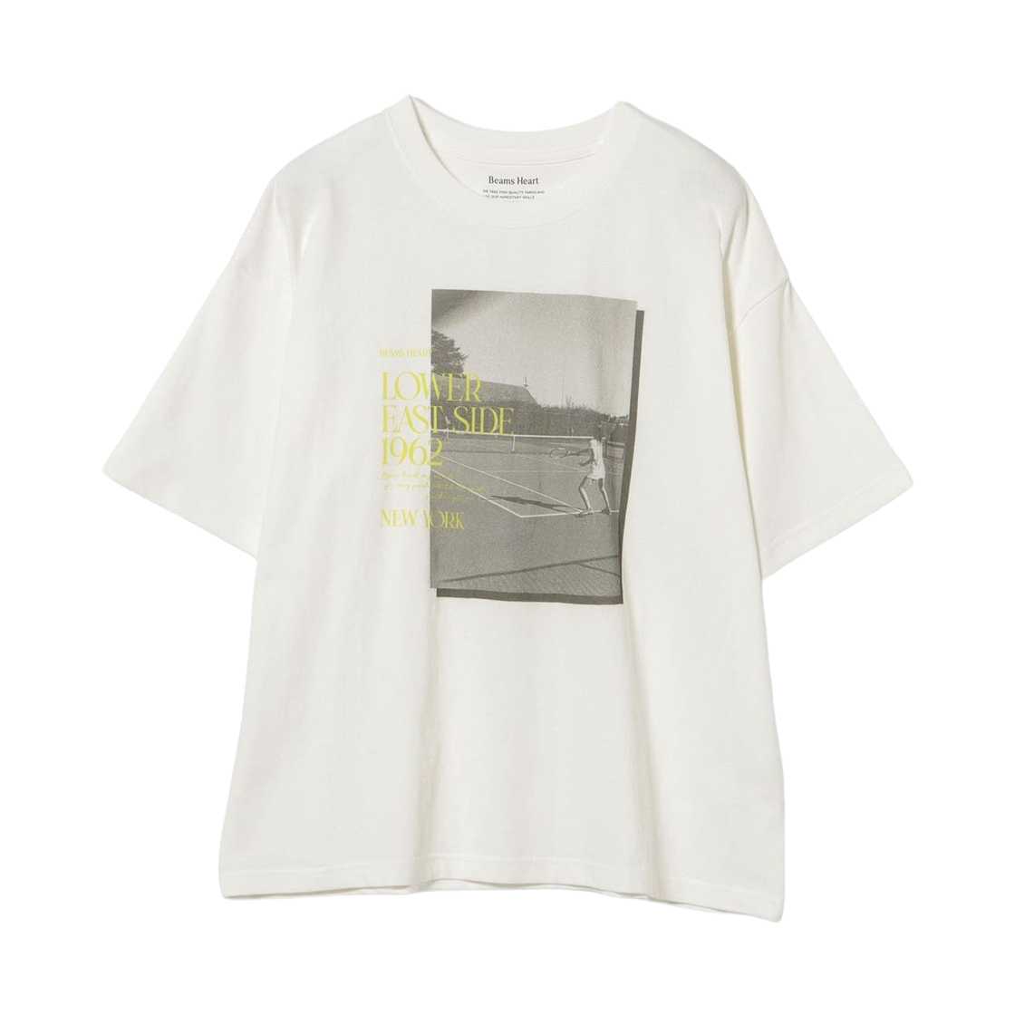 43-08-0087-898 (W) Beams Heart Photo T-Shirt Off Tennis