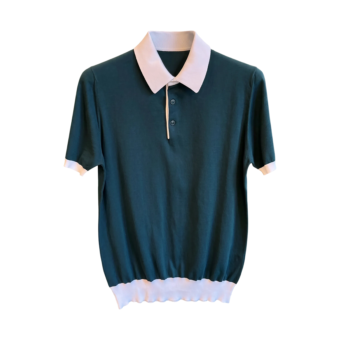 UMK0456V108 Kiton Two-Tone Short Sleeve Polo Shirt Green