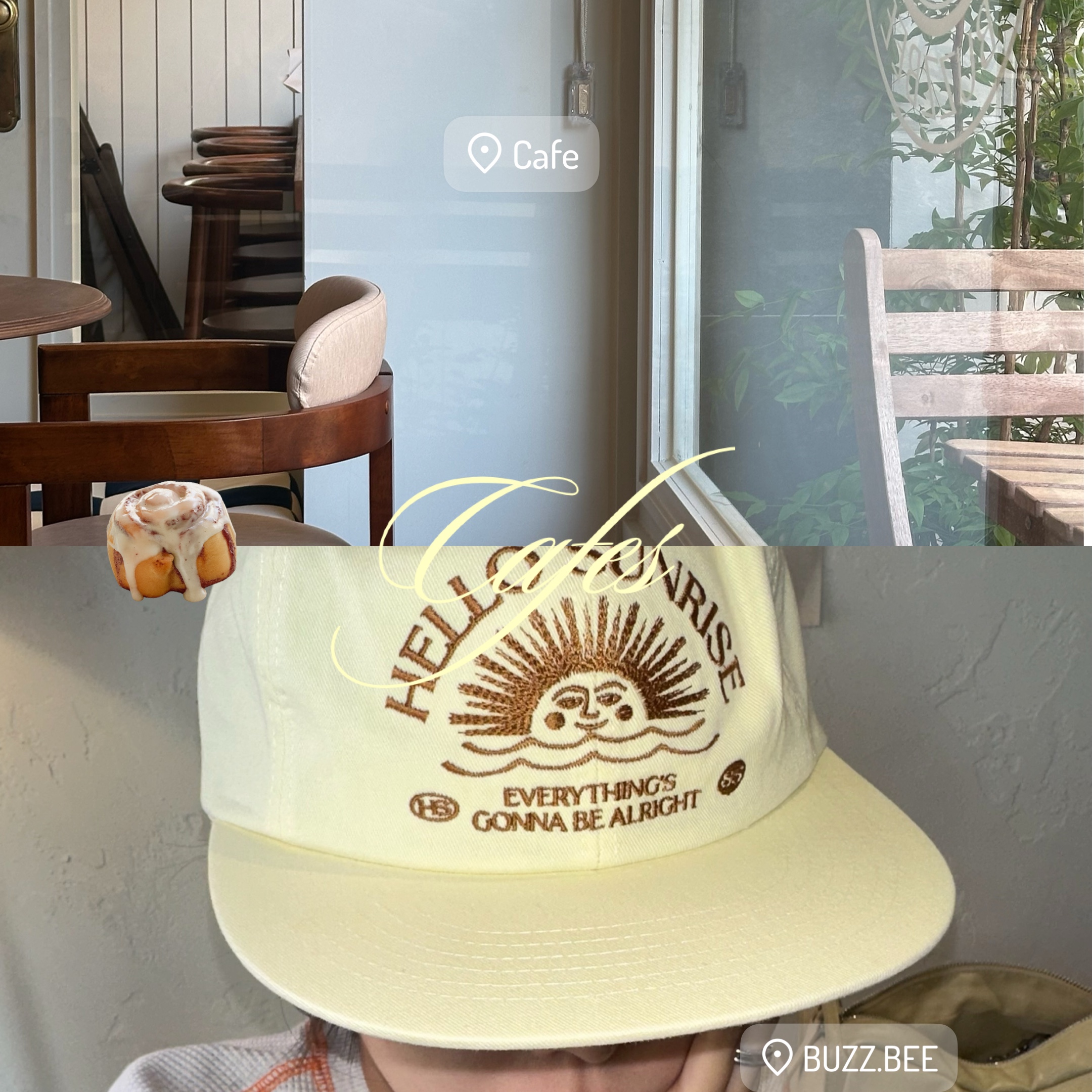 Hello Sunrise  OG Logo 6panel Cap Vintage Yellow 착용 스타일 - 2