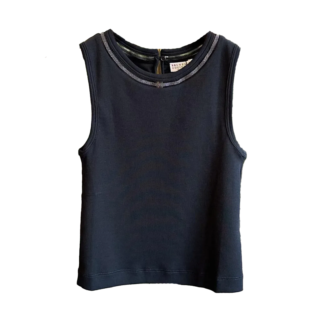 M0TC8BJ200-C101 (W) Brunello Cucinelli Cotton Detail Sleeveless Black