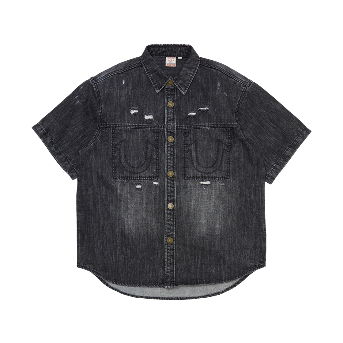 트루릴리젼 와일드 데님 하프 셔츠 워시드 블랙(True Religion Wild Denim Half Shirts_Washed Black)