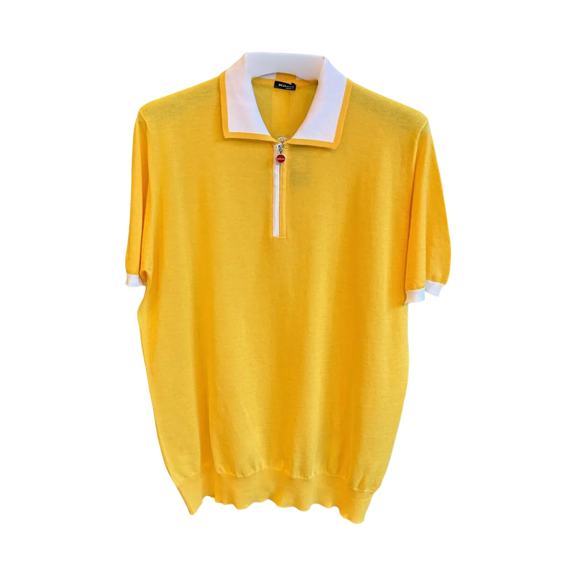 UMK0571V113 Kiton Half Zip Two-Tone Polo Shirt Yellow