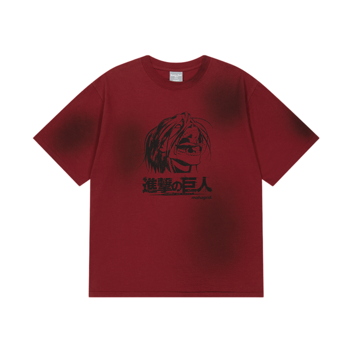 마하그리드 x 진격의 거인 더티 워시드 에렌 베르세르크 티셔츠 레드(Mahagrid x Attack On Titan Dirty Washed Eren Berserk T-Shirt Red)