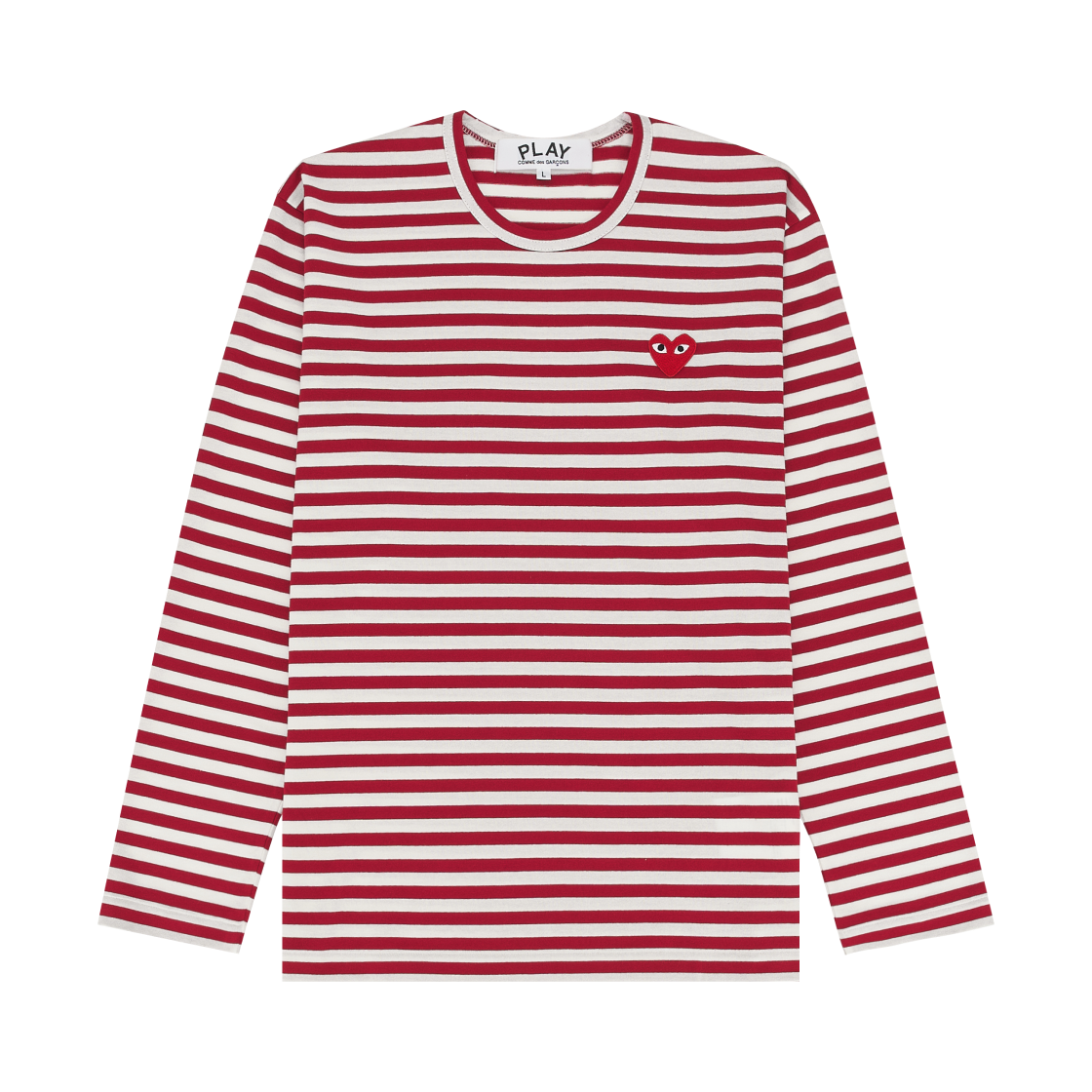 플레이 꼼데가르송 스트라이프 롱슬리브 티셔츠 레드 화이트(Play Comme des Garcons Striped LS T-Shirt Red White) - 1