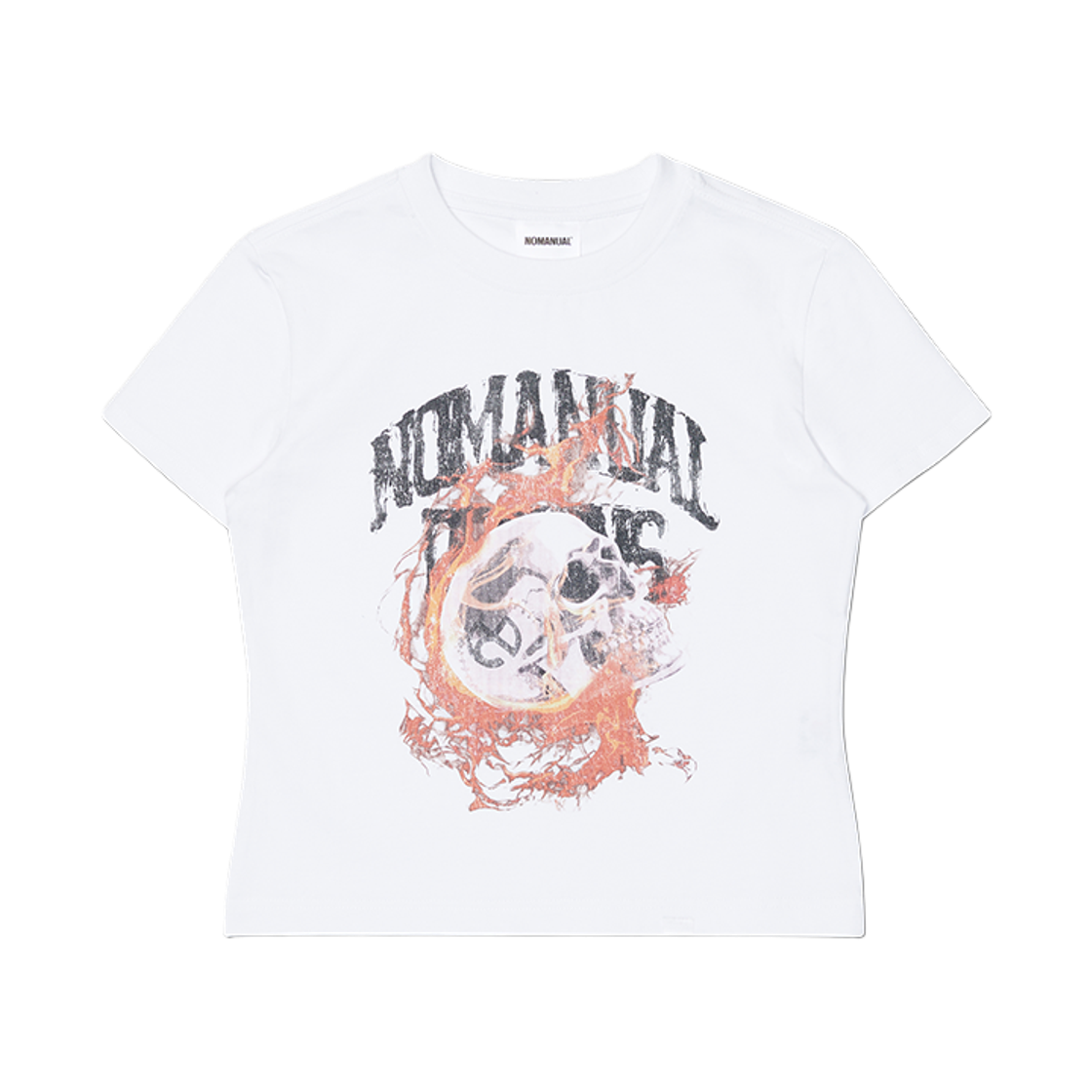 NMSS62TS43WHT (W) NOMANUAL Blazing Skull T-shirt White