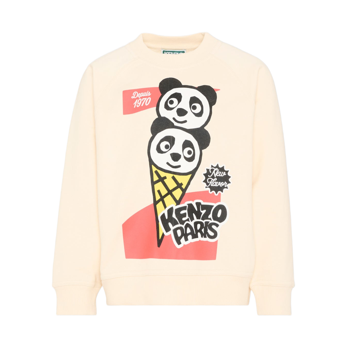 K61657-208 (Kids) Kenzo Panda Graphic Sweatshirt Beige