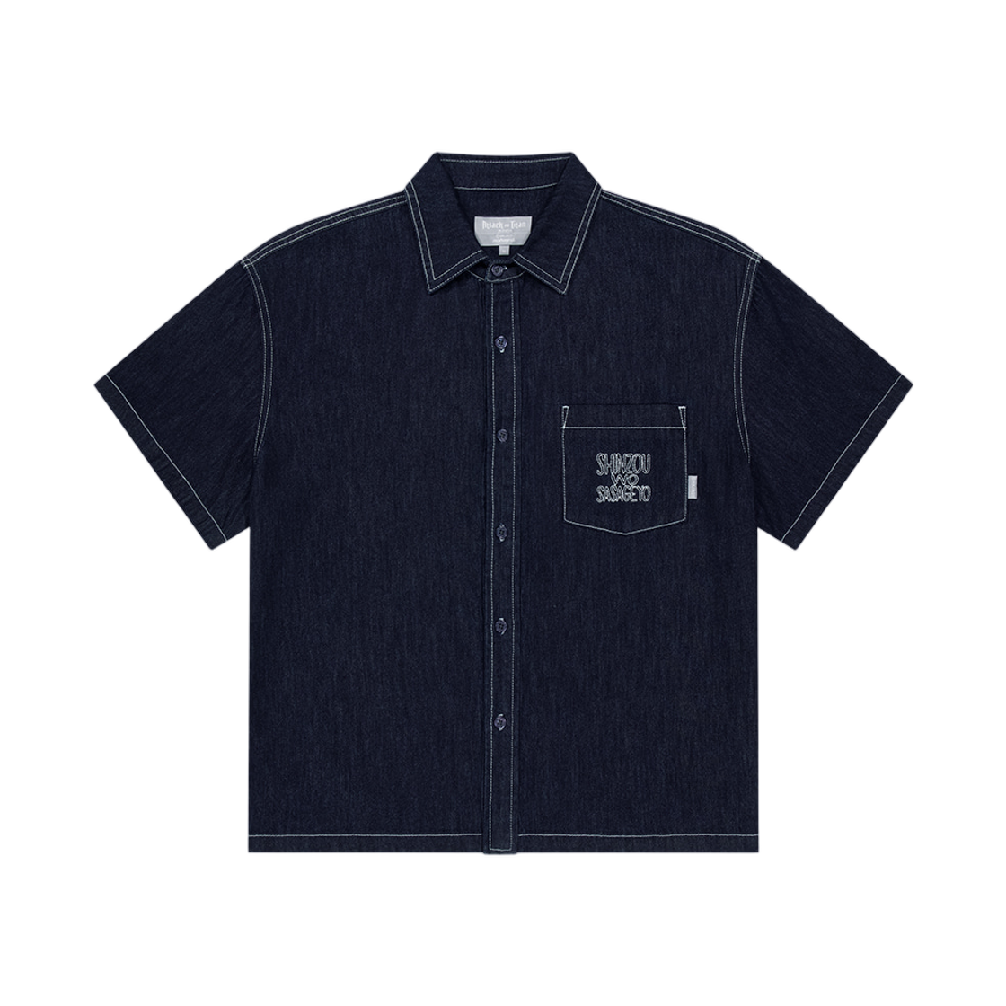 마하그리드 x 진격의 거인 사사게요 데님 하프 셔츠 블루(Mahagrid x Attack On Titan Sasageyo Denim Half Shirt Blue) - 1