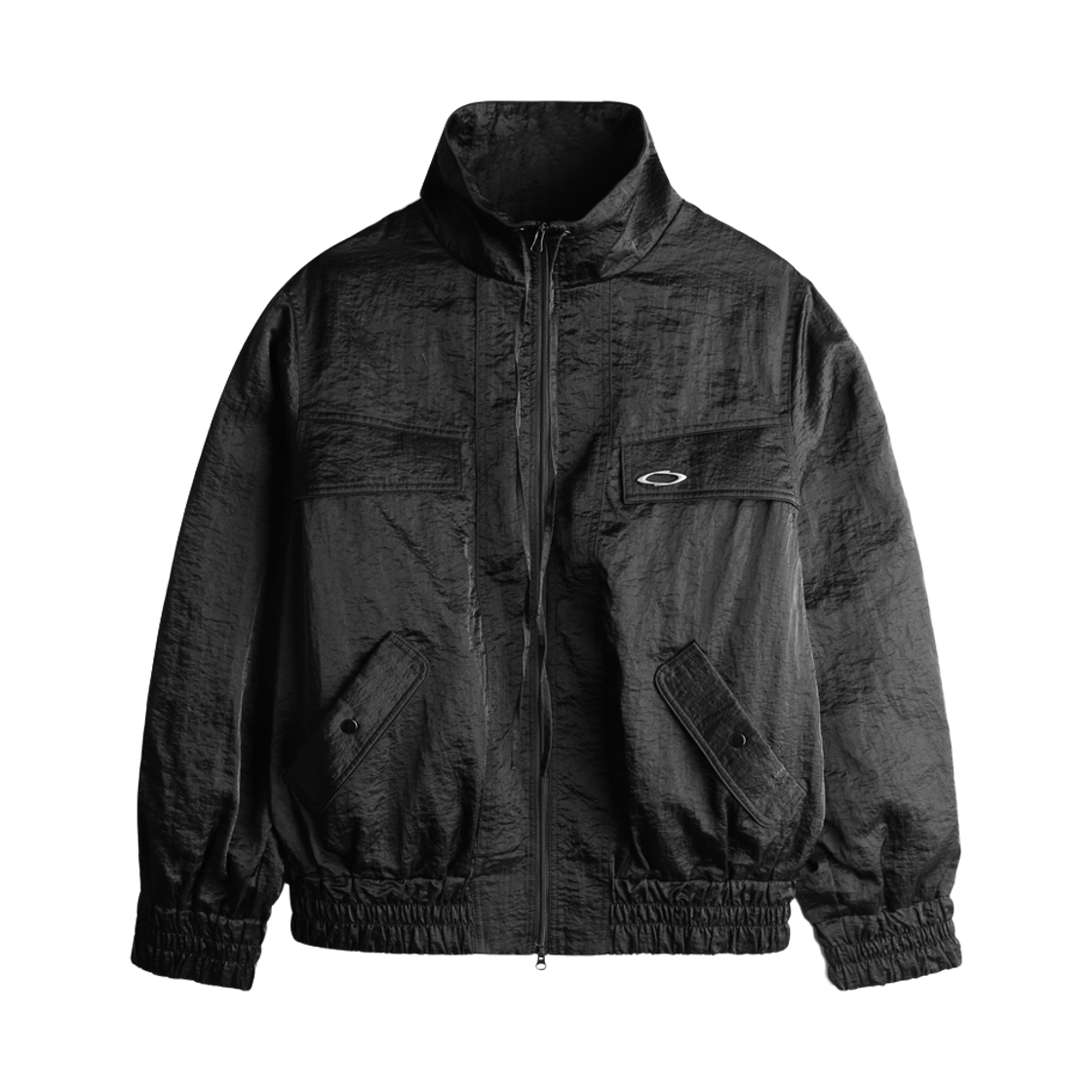 (W) 노이아고 하이넥 글로시 윈드브레이커 블랙((W) Noiago Highneck Glossy Windbreaker Black)