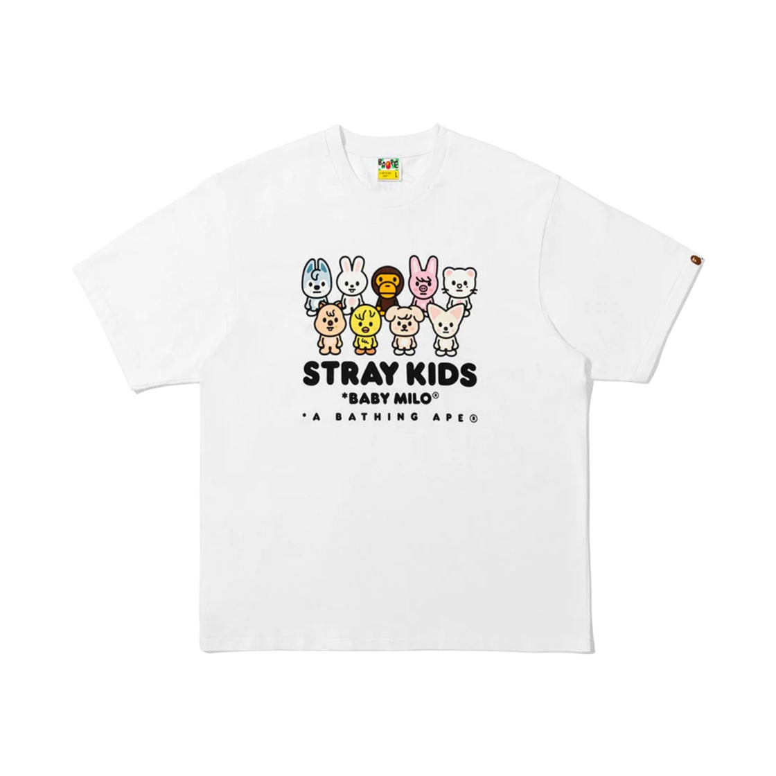 베이프 x 스트레이 키즈 스키주 패밀리 베이비 마일로 티셔츠 화이트(BAPE x Stray Kids Skzoo Family Baby Milo T-Shirt White) - 1