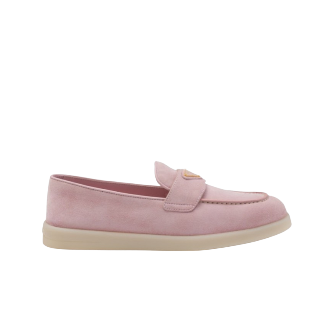1D222N-3LOL-F0E18 (W) Prada Suede Leather Loafers Alabaster Pink