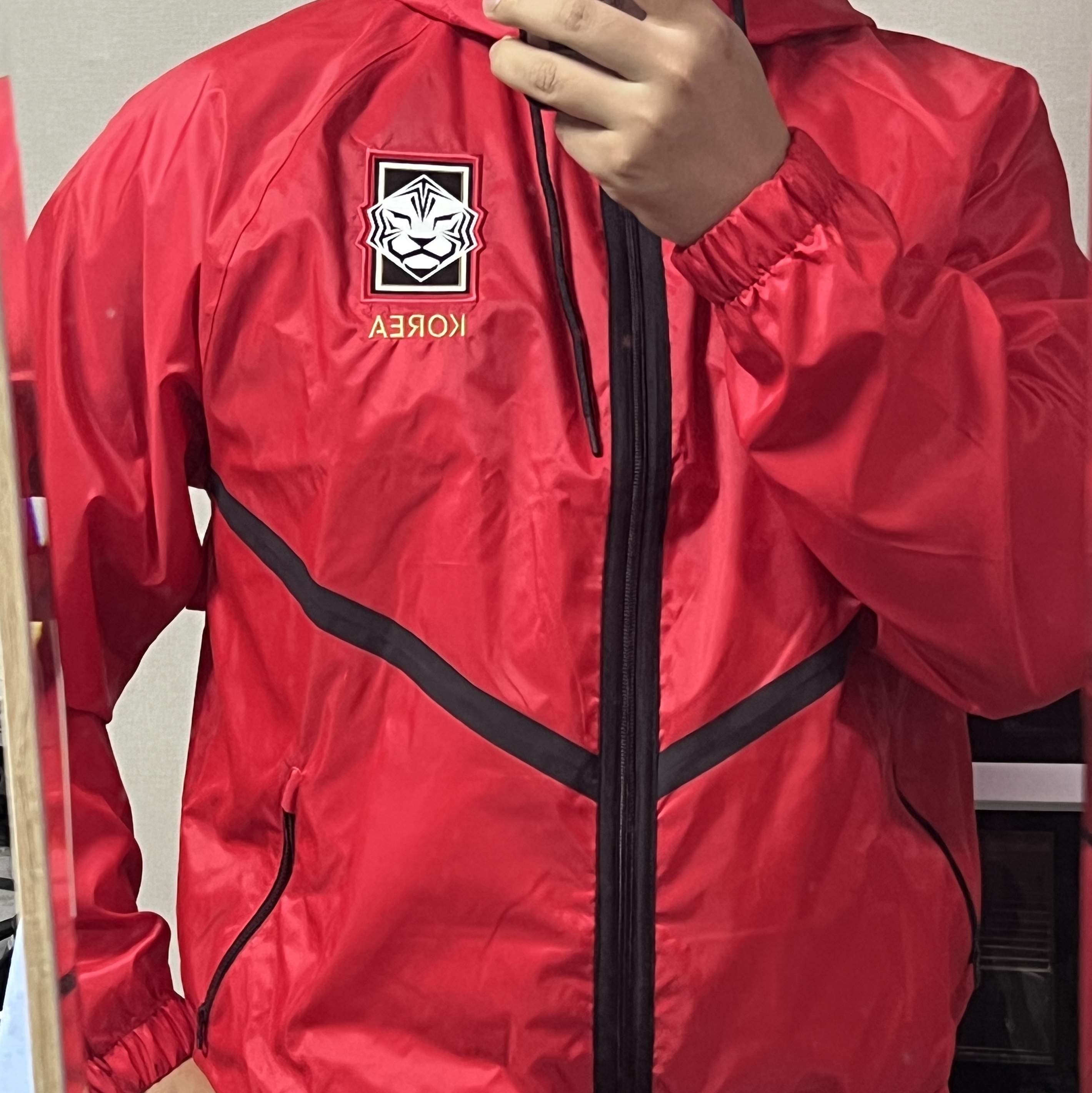 Nike Korea Dri-Fit Soccer Anthem Jacket Global Red Black (IH1620-679) (Non Marking Ver.) 착용 스타일