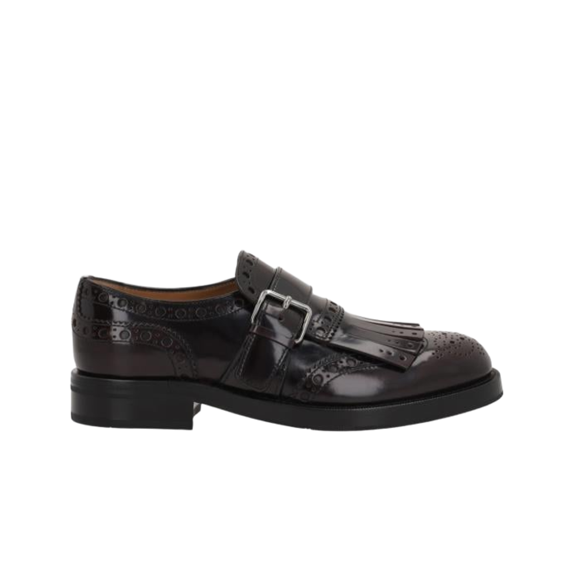 (W) 처치스 폴리쉬드 레더 필리스 몽크 스트랩 슈즈 버건디((W) Church's Polished Leather Phillis Monk Strap Shoes Burgundy)
