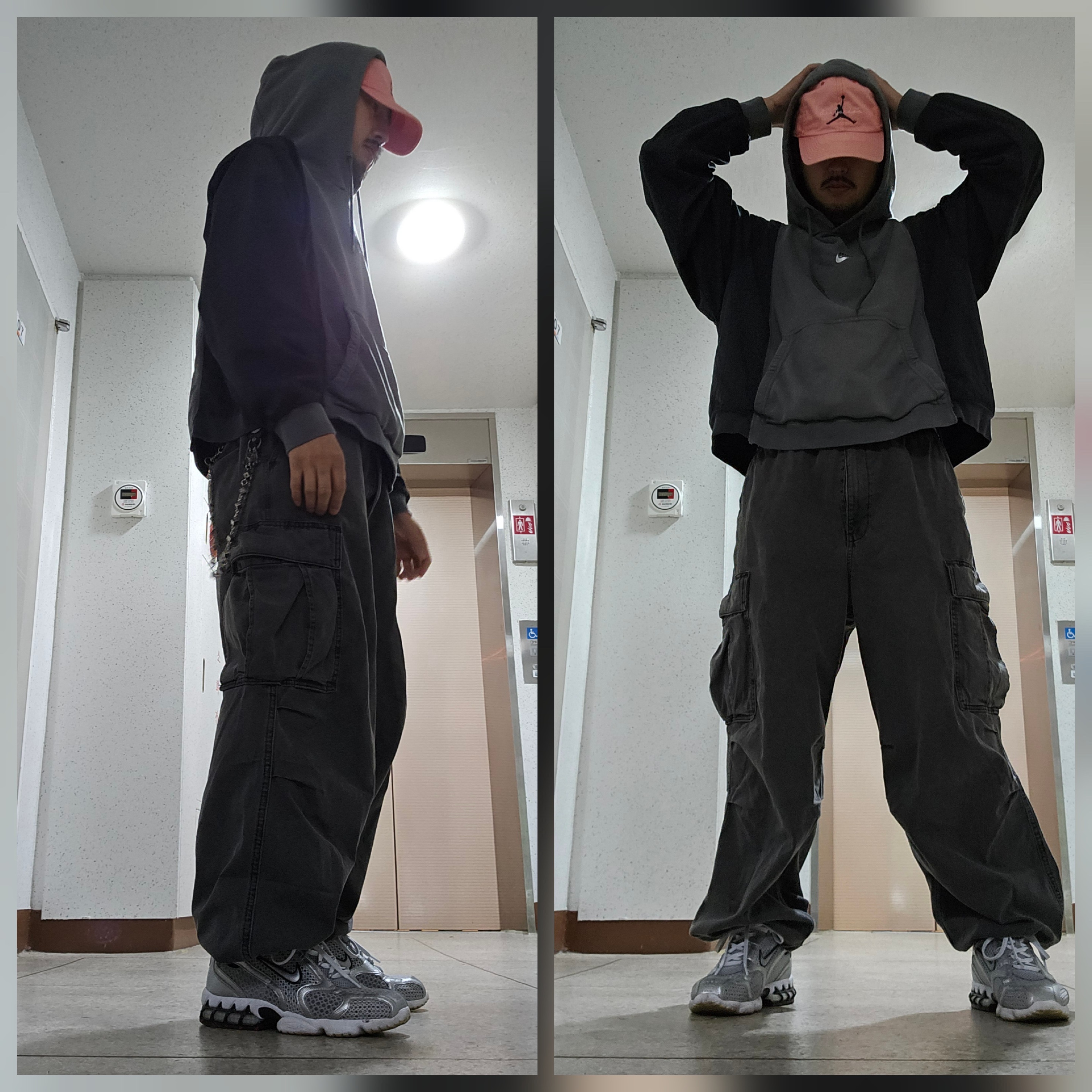 Jordan Club Unstructured Cap Chile Red White, Nike NSW Hoodie BRS Iron Grey 착용 스타일 - 1