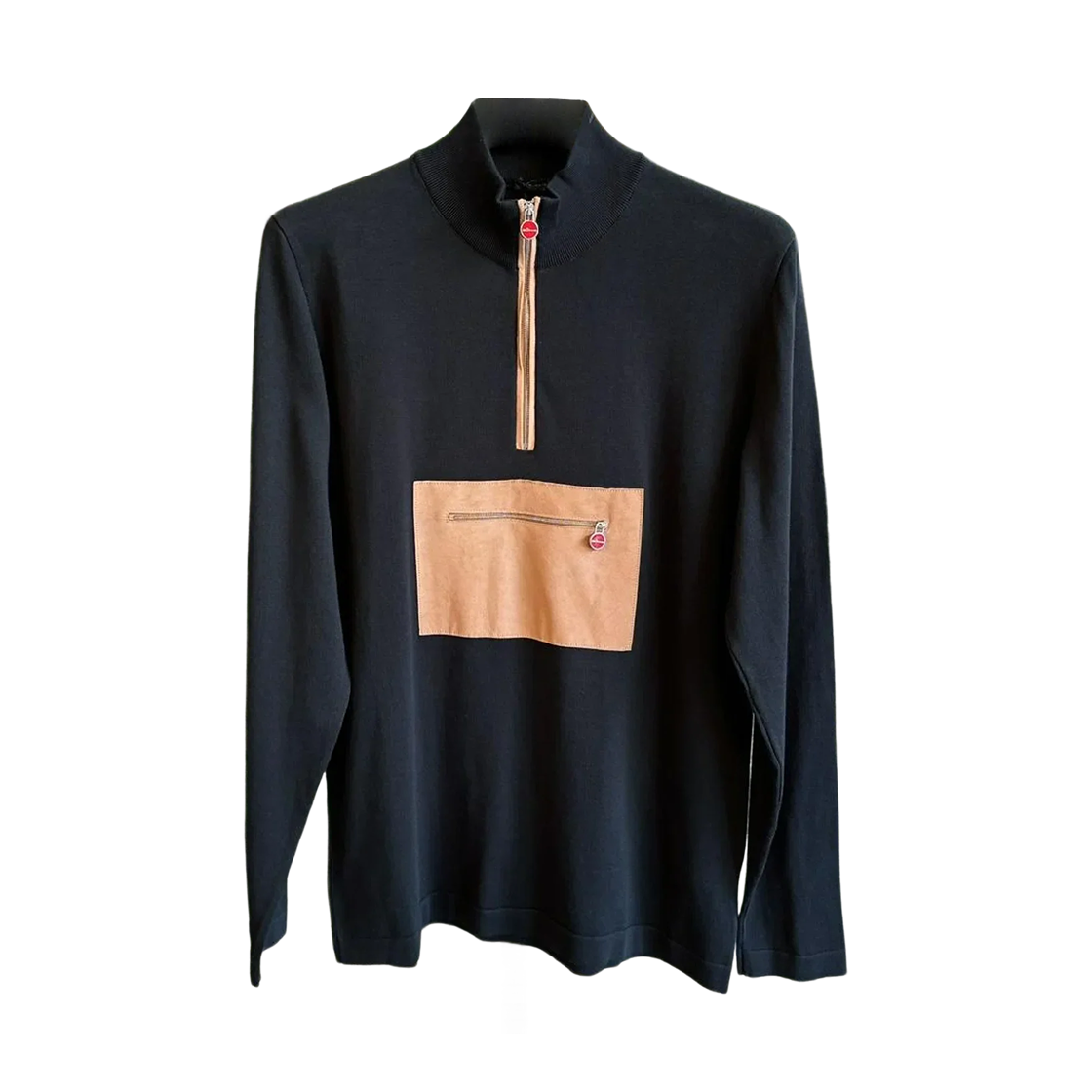 UMK0464K5 Kiton Half Zip Sweater with Pocket Detail Black