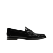 Zara Penny Leather Loafers Black