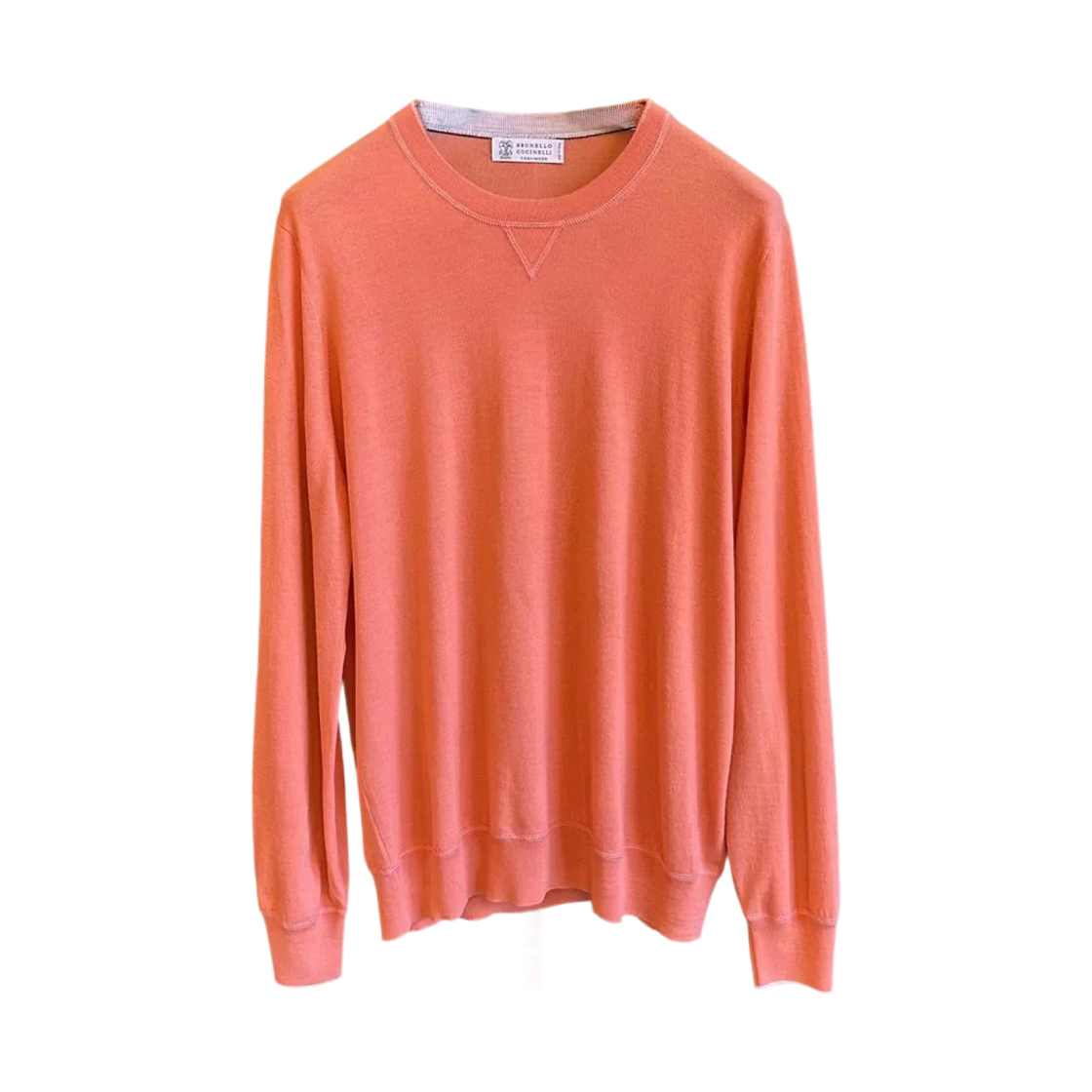 M2400240-CAJ38 Brunello Cucinelli Wool Cashmere Stitch Knit Orange