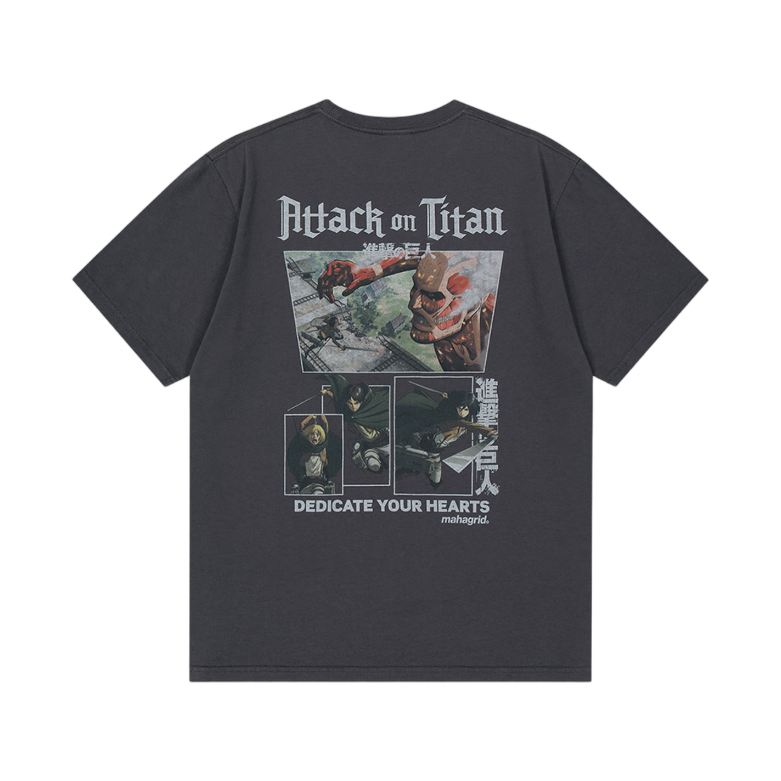 마하그리드 x 진격의 거인 워시드 콜로서스 타이탄 티셔츠 차콜(Mahagrid x Attack On Titan Washed Colossus Titan T-Shirt Charcoal)