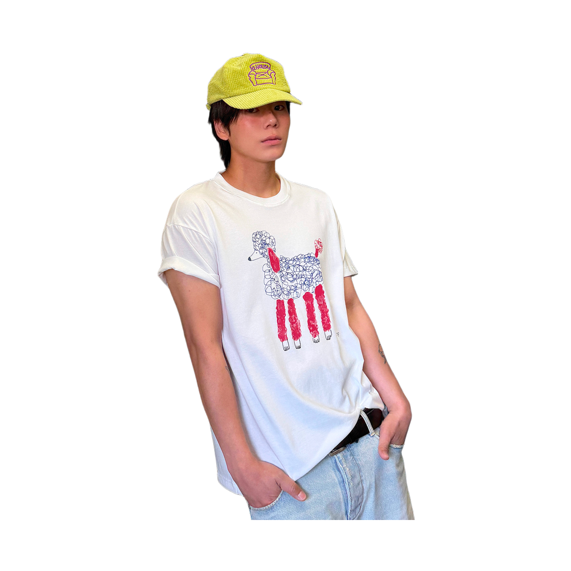 키코지 푸들 프린팅 티셔츠 화이트(kikozy Poodle Printing T-shirt White) - 3
