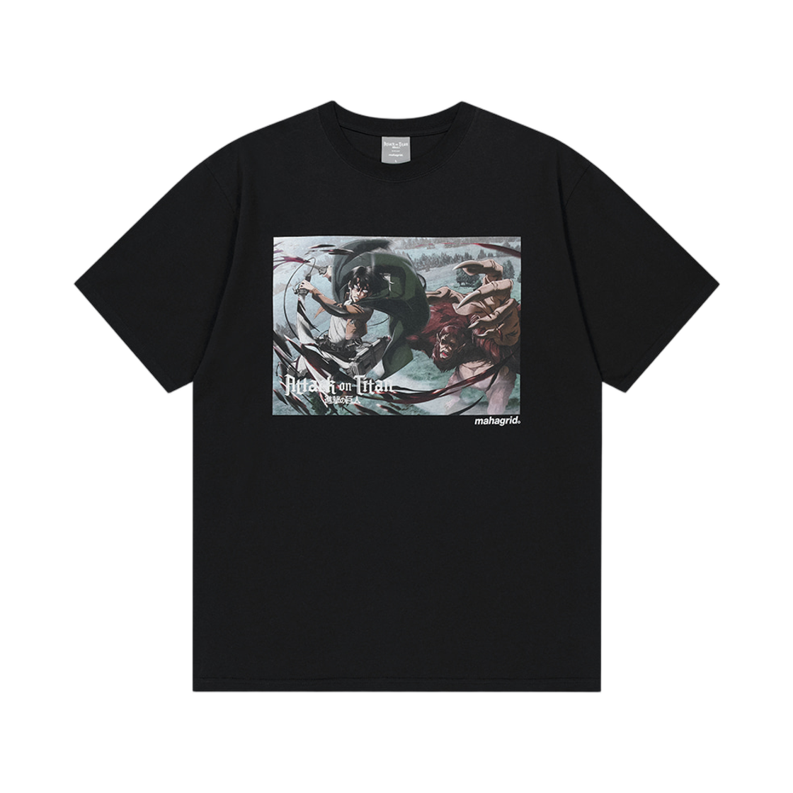 마하그리드 x 진격의 거인 레비 씬 티셔츠 블랙(Mahagrid x Attack On Titan Levi Scene T-Shirt Black)
