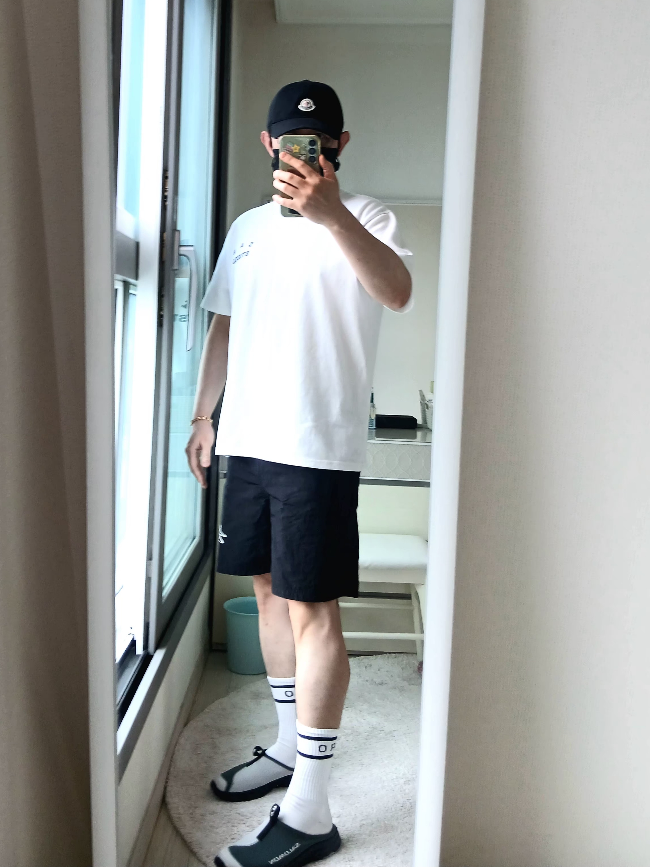 IAB Studio T-Shirt White - 23FW, Nike x Stussy Shorts Black (FJ9167-010) 착용 스타일 - 5