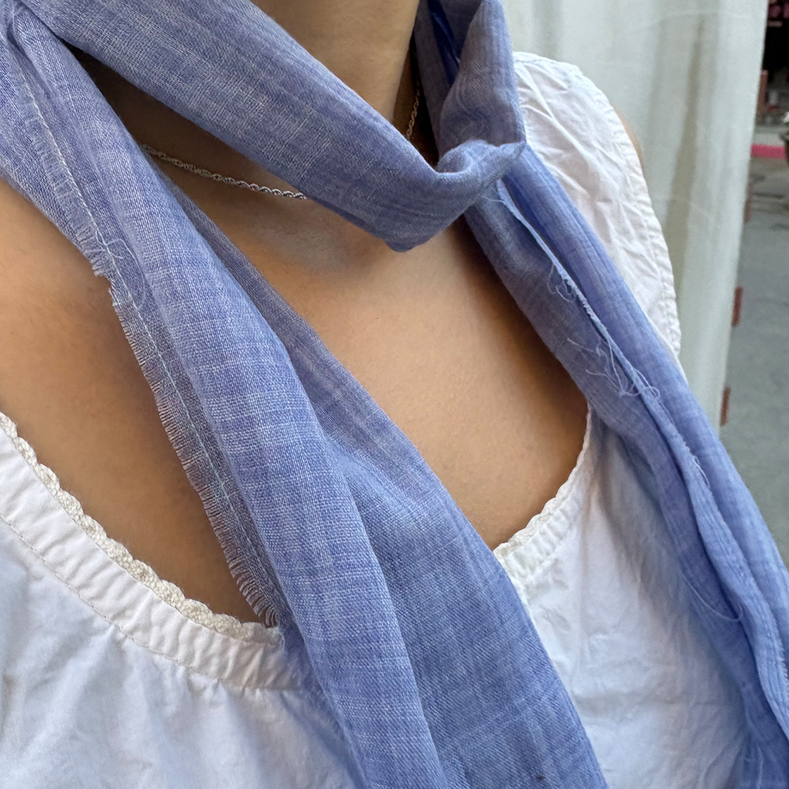 원사이즈핏츠올 빈티지 에어리 플레이드 스카프 퍼플 블루(onesizefitsall Vintage Airy Plaid Scarf Purple Blue) - 2