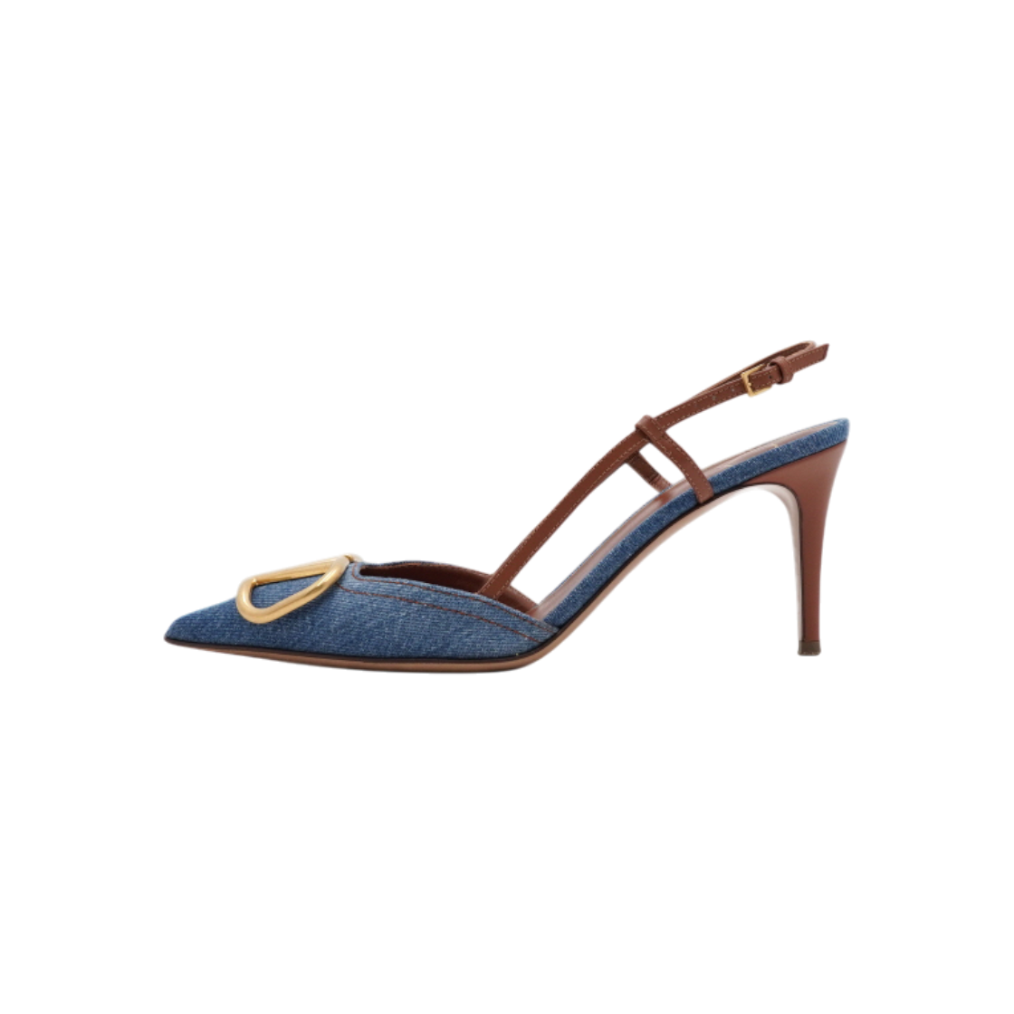 발렌티노 XW0S0R01 V로고 데님 펌프스 힐 슬링백 여성 구두aa63248(Valentino V Logo Denim Slingback Pumps) - 1
