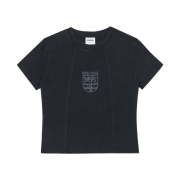 (W) NOMANUAL Dual Slash Emblem T-Shirt Washed Black