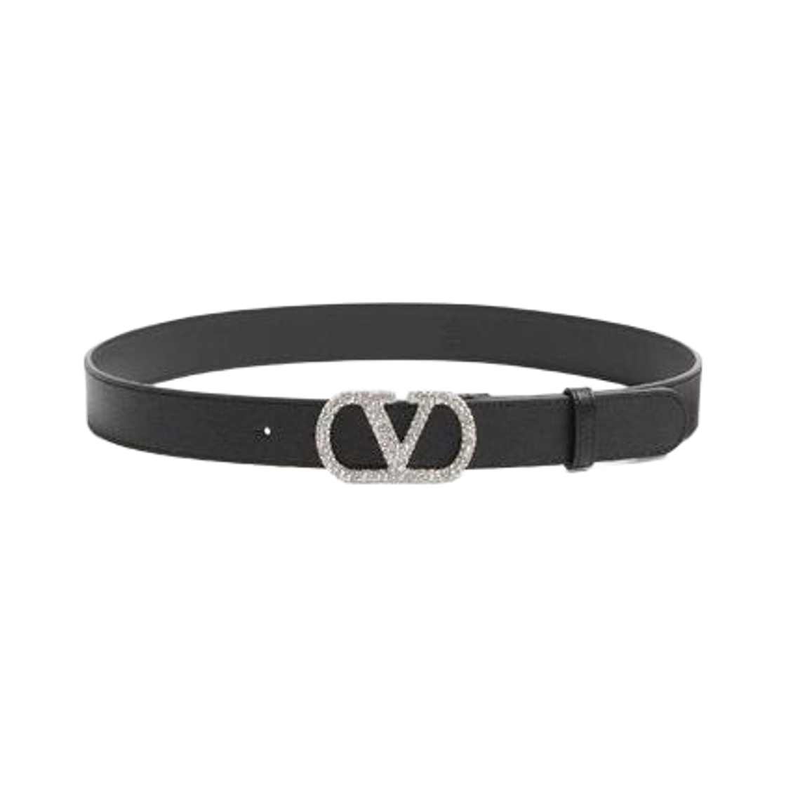 (W) 발렌티노 크리스탈 브이로고 시그니쳐 벨트 블랙((W) Valentino Crystals Vlogo Signature Belt Black) - 1