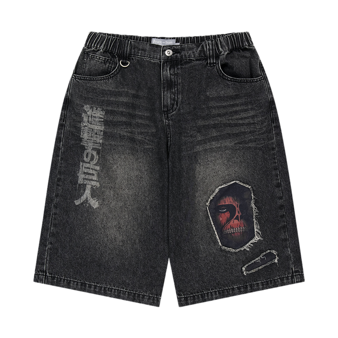 마하그리드 x 진격의 거인 타이탄 데님 쇼츠 블랙(Mahagrid x Attack On Titan Titan Denim Shorts Black)