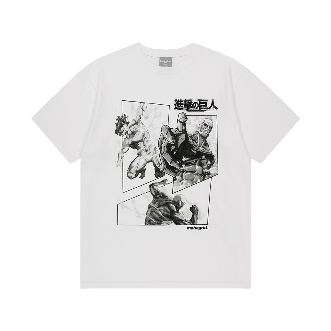 마하그리드 x 진격의 거인 AOT 포스터 티셔츠 화이트(Mahagrid x Attack On Titan AOT Poster T-Shirt White)