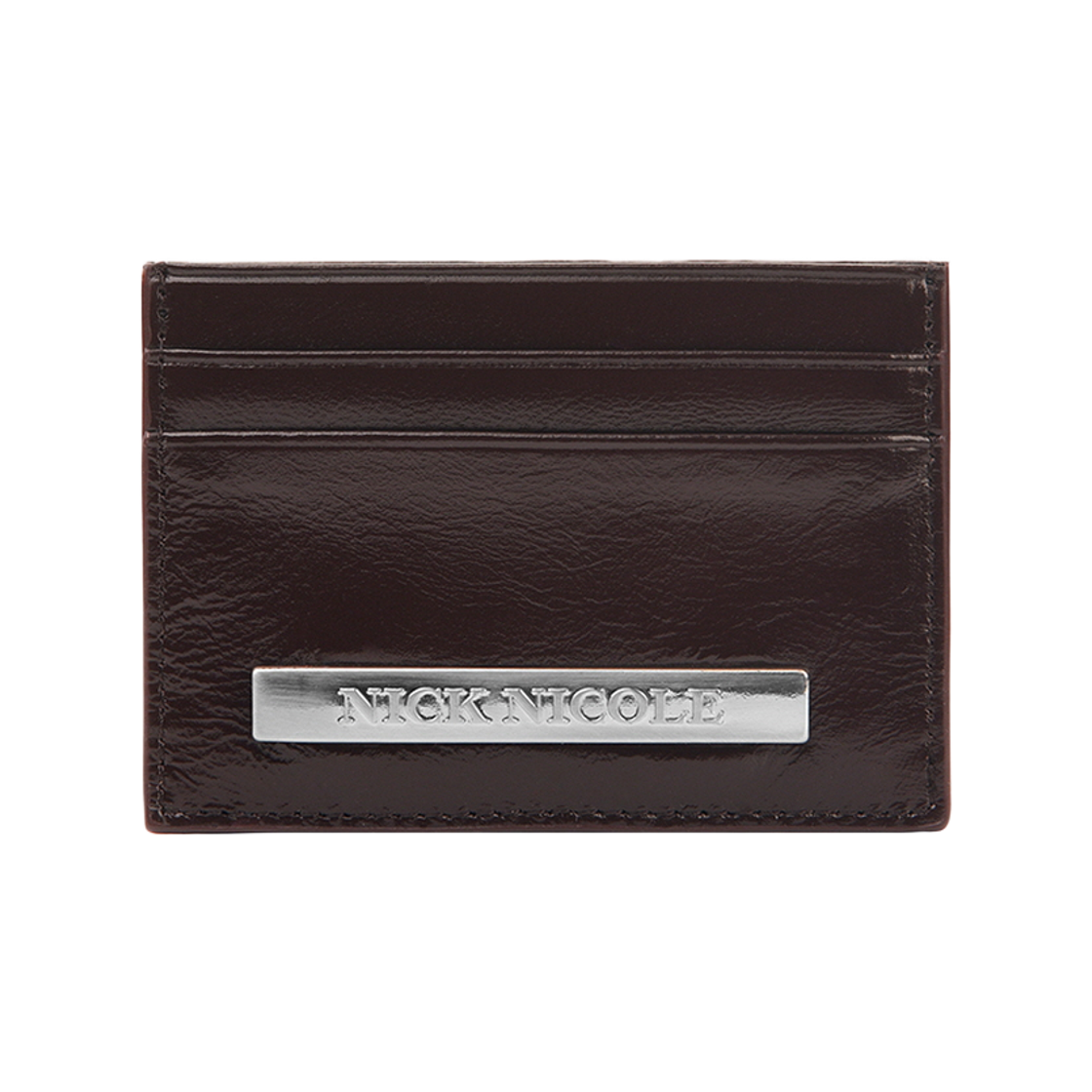 닉앤니콜 메탈 레더 소프트 카드 월렛 브라운(NICK&NICOLE Metal Leather Soft Card Wallet Brown) - 1