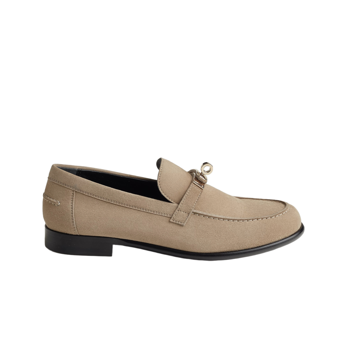H222080Z-C9360 (W) Hermes Destin Loafer Suede Goatskin & Permabrass Beige sable