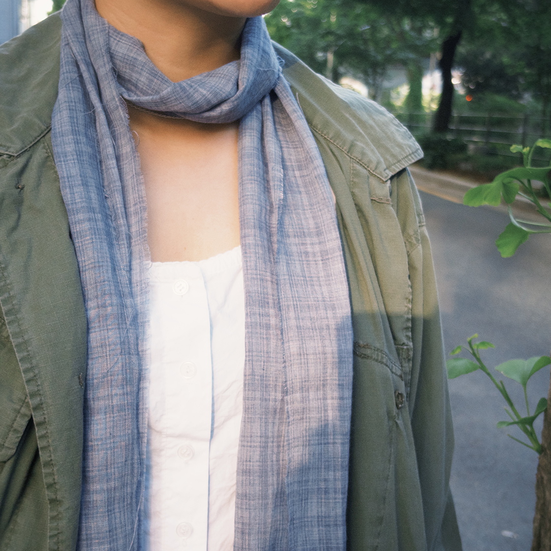 원사이즈핏츠올 빈티지 에어리 플레이드 스카프 다크 블루(onesizefitsall Vintage Airy Plaid Scarf Dark Blue) - 2