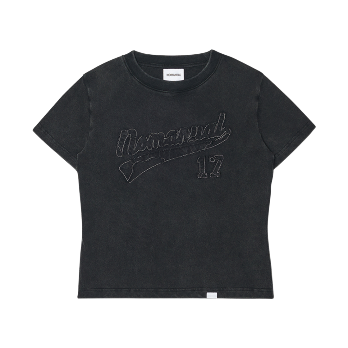 NMSS62TS52WBK (W) NOMANUAL Applique T-shirt Washed Black