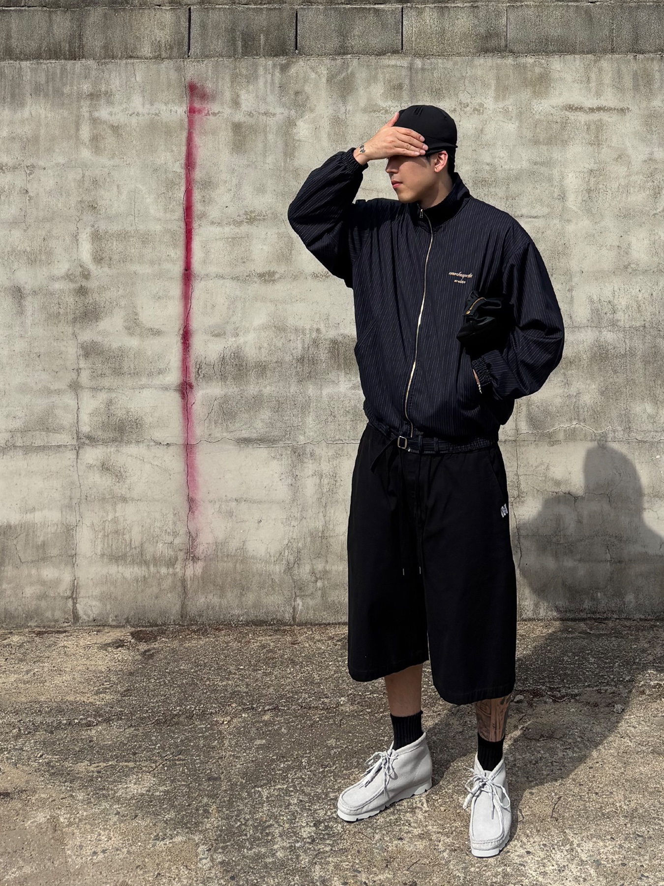 Clarks x Post Archive Faction (Paf) WallabeeBT Grey Blue 착용 스타일 - 2