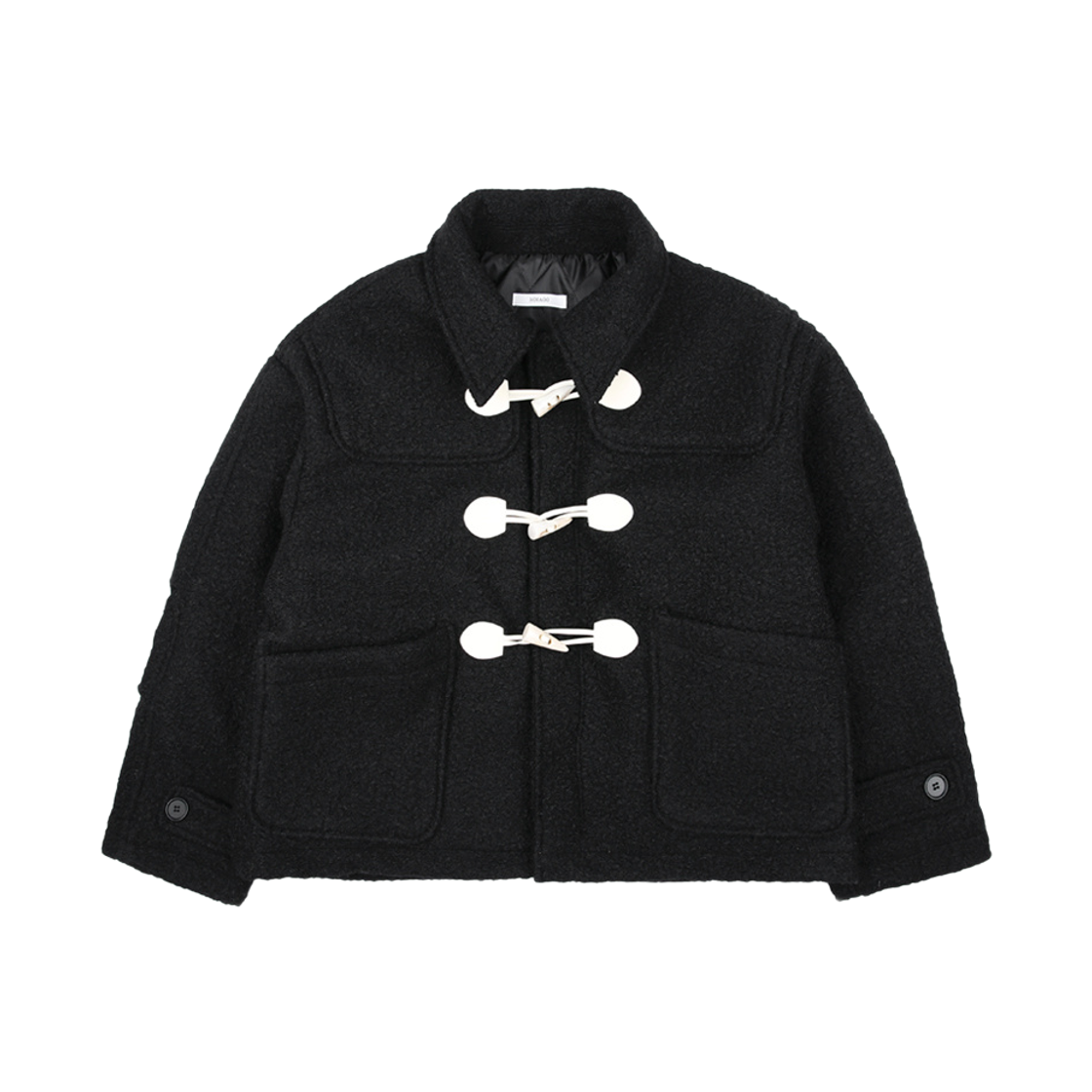 (W) 노이아고 테리 더플 코트 블랙((W) Noiago Terry Duffel Coat Black) - 1