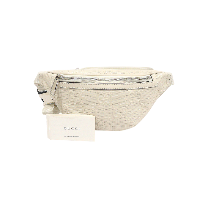 구찌 658582 크림 화이트 GG 엠보스 레더 벨트백(Gucci 658582 Cream White GG Embossed Leather Belt Bag) - 1