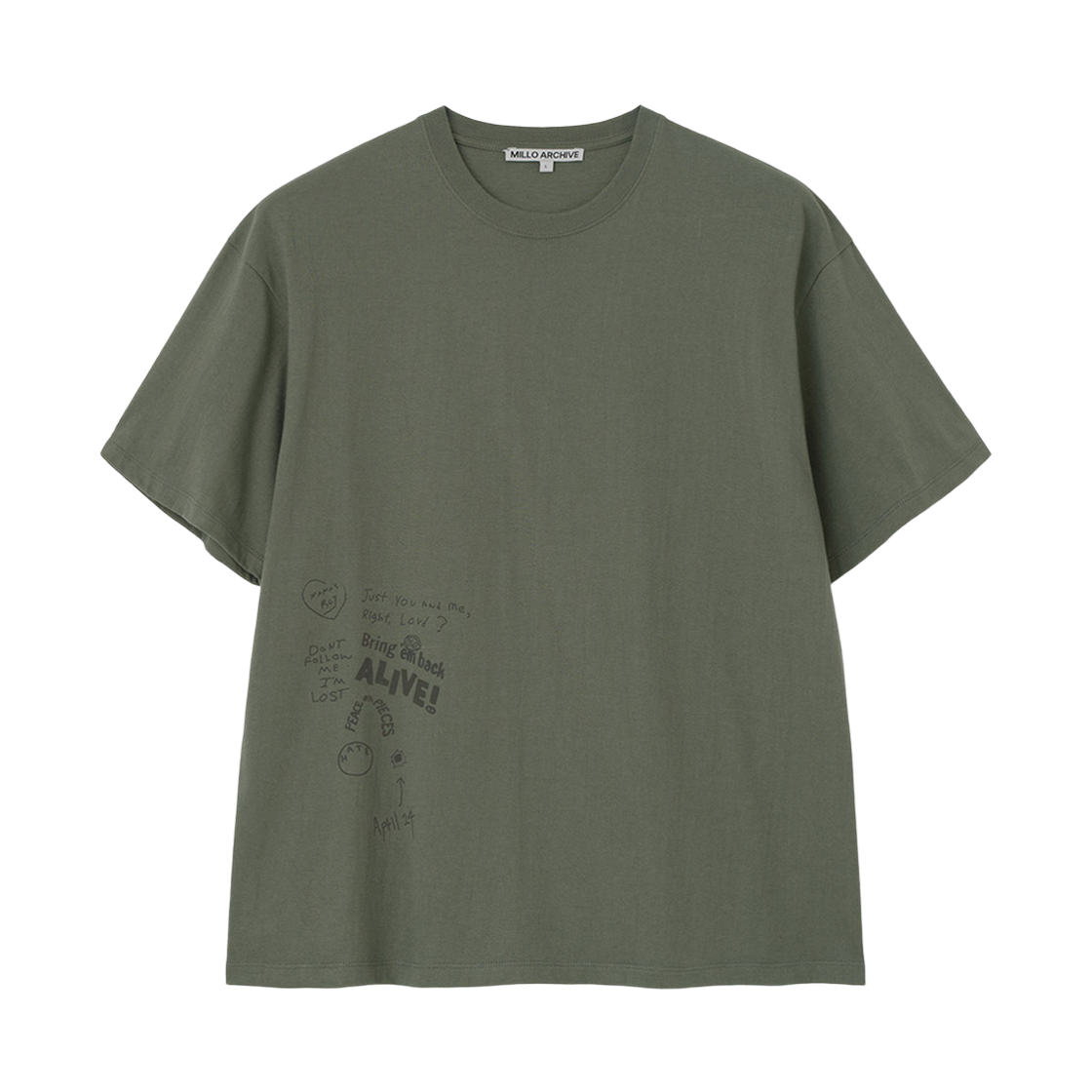 밀로 아카이브 트라우마 티셔츠 카키(Millo Archive Trauma T-Shirt Khaki)
