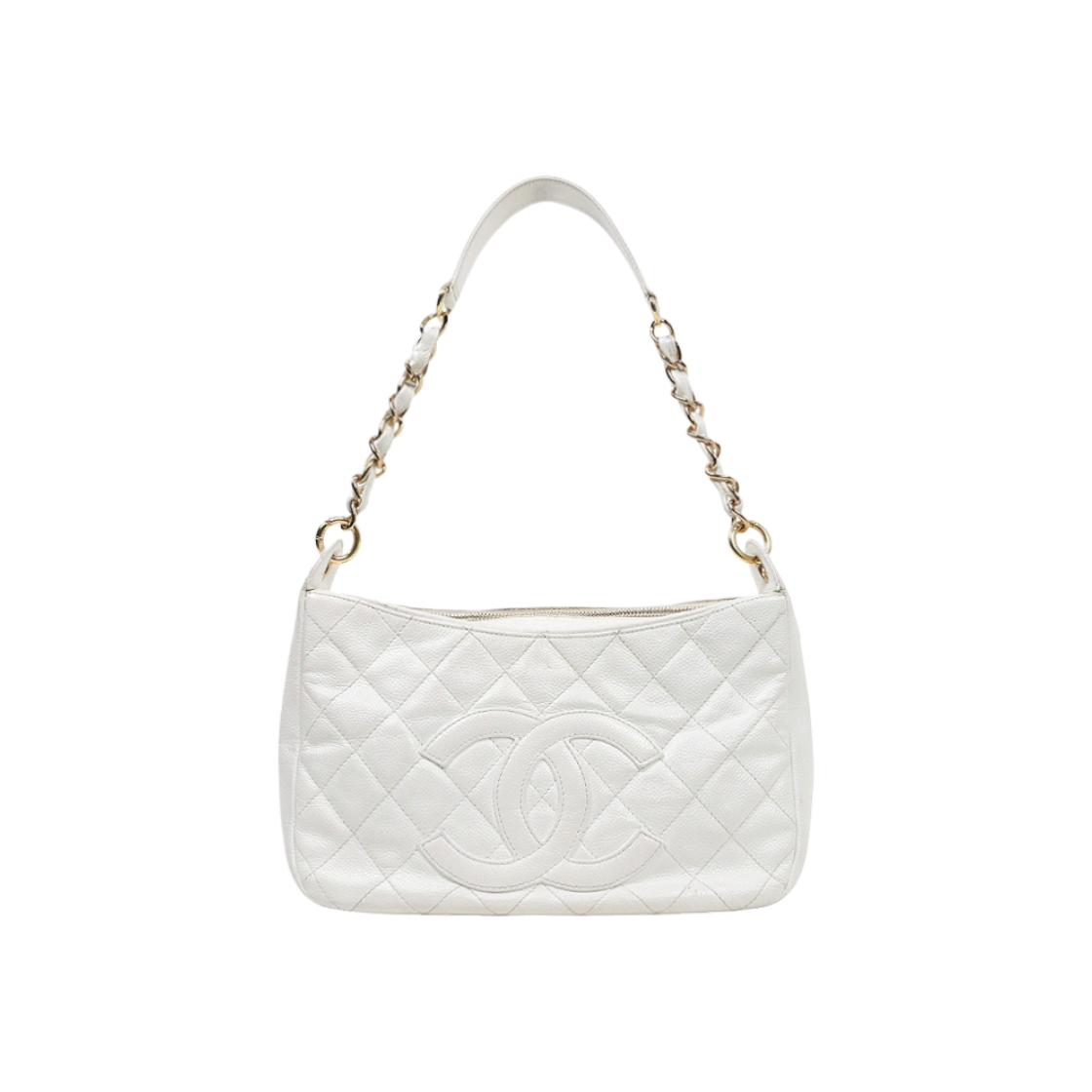 ITFRRCREO4UW Chanel White Caviar Skin Timeless Shoulder Bag