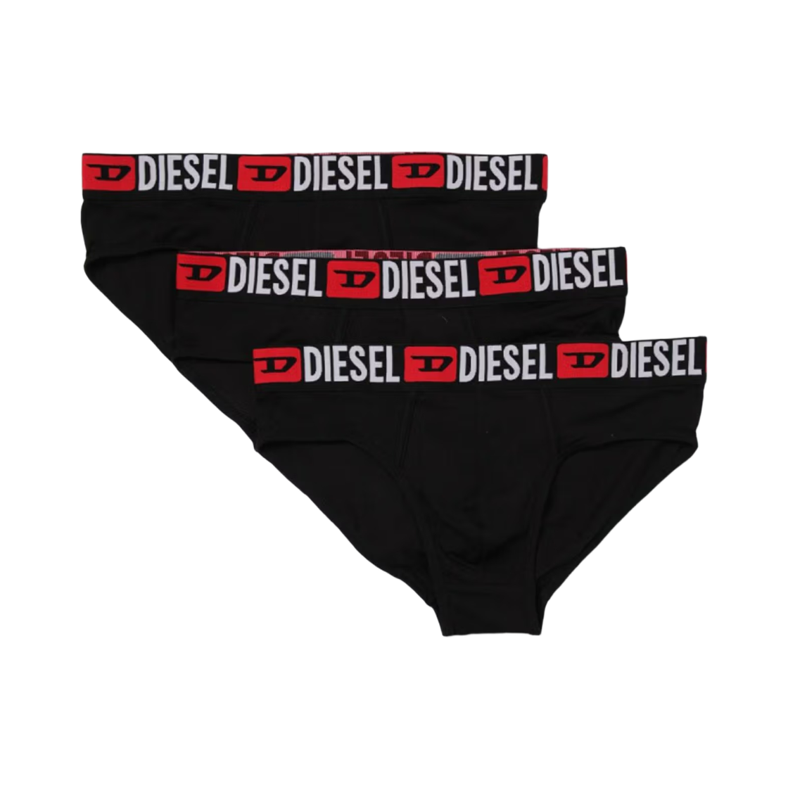 00SH050DDAI-E4101 Diesel Umbr Andre Solid Colour Briefs Black (3 Pack)