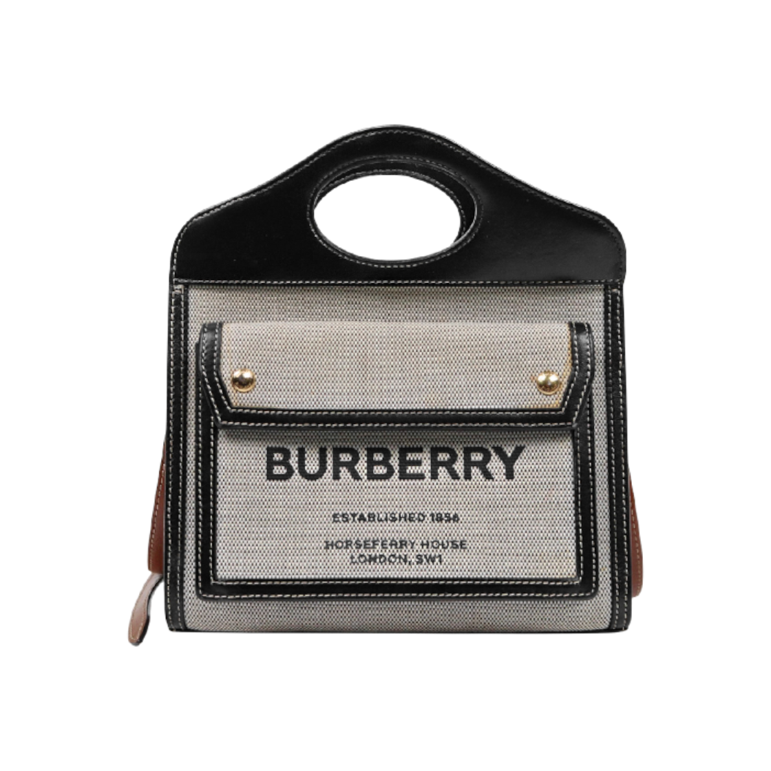 ITGEL6L7VQCO Burberry Black Two-Tone Canvas Leather 2-Way Bag C-A57110